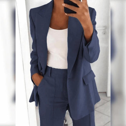 Women's Notch Lapel Blazer and Trouser Set – Professional Suit