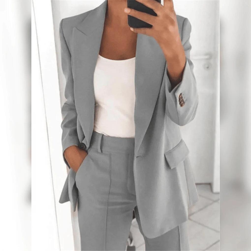 Women's Notch Lapel Blazer and Trouser Set – Professional Suit